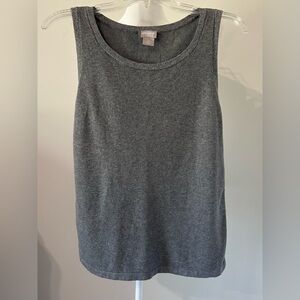 Chico's Zenergy Gray Knit Tank Top W/Metallic band detail at neckline & arm band
